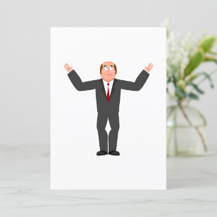 Funny Bald Businessman Shrugger Humous Inbjudningar