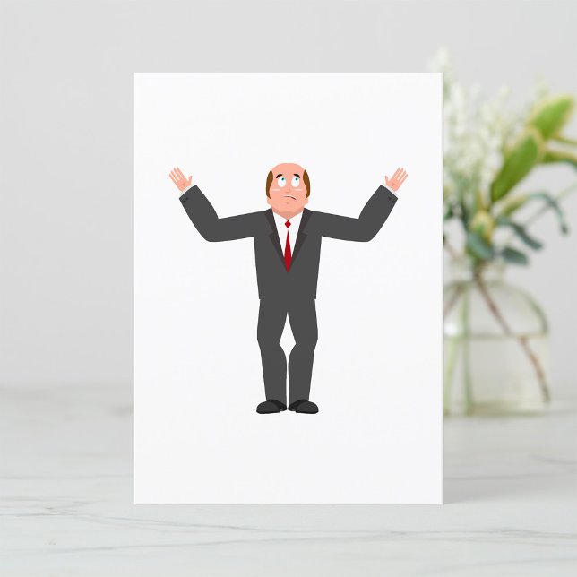 Funny Bald Businessman Shrugger Humous Inbjudningar (Skapare uppladdad)