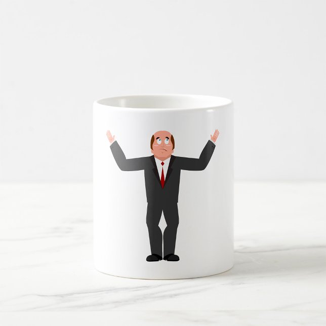 Funny Bald Businessman Shrugger Humous Kaffemugg (Skapare uppladdad)