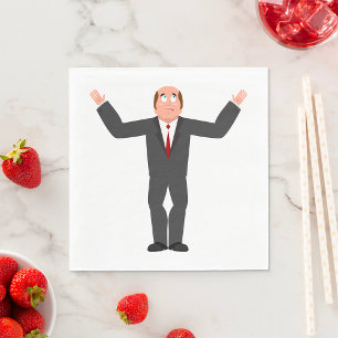 Funny Bald Businessman Shrugger Humous Pappersservett