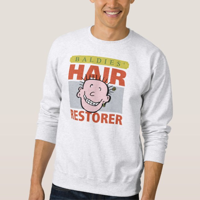 Funny Bald Man Baldies Hair Restorer Sweatshirt (Framsida)