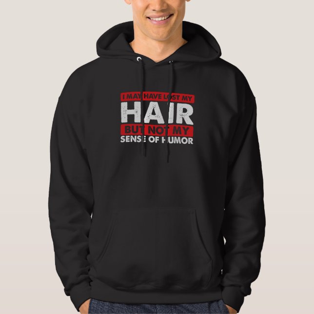 Funny Balding Guys May Have Lost Hair But Not Sens Hoodie (Framsida)