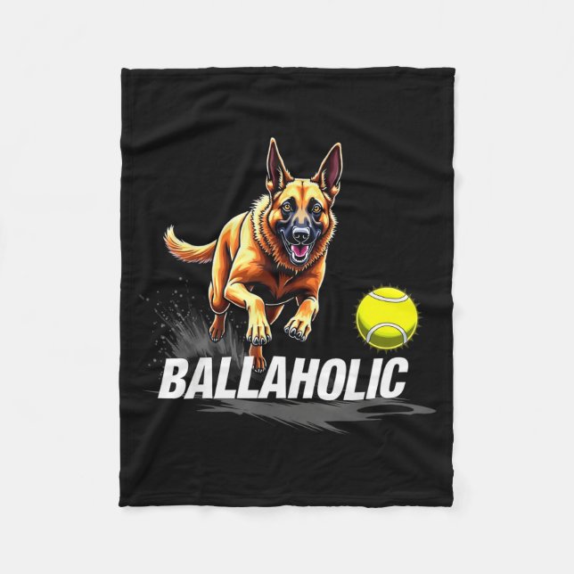 Funny Ballaholic Belgian Shepherd Dog Chasing Mali Fleecefilt (Framsidan)