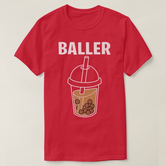 Funny Baller Bubble Mjölk Tea Cute Kawaii Boba Dri T Shirt (Design framsida)