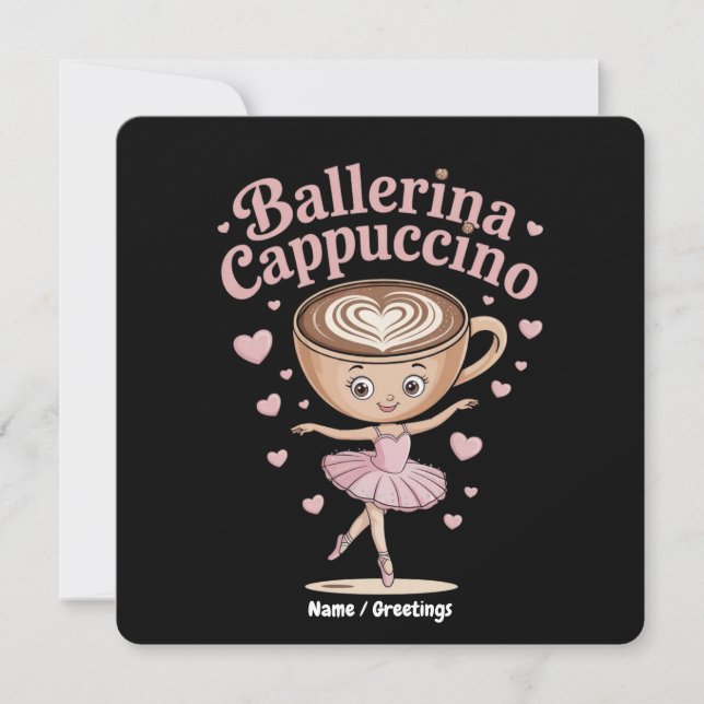 Funny Ballerina Cappuccina Italie Brainrot Meme Inbjudningar (Framsida)