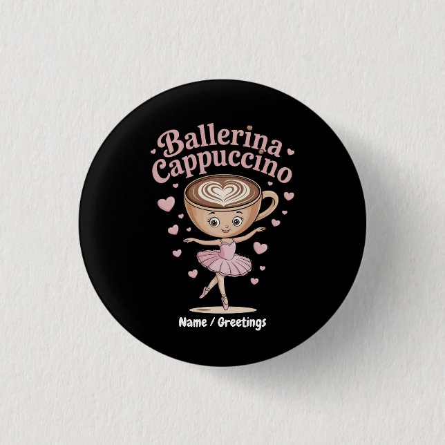Funny Ballerina Cappuccina Italie Brainrot Meme Knapp (Framsida)