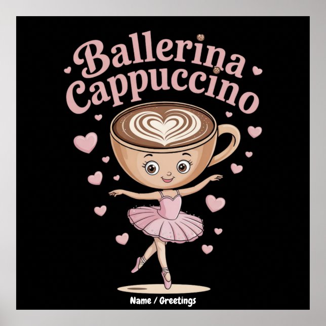 Funny Ballerina Cappuccina Italie Brainrot Meme Poster (Framsidan)
