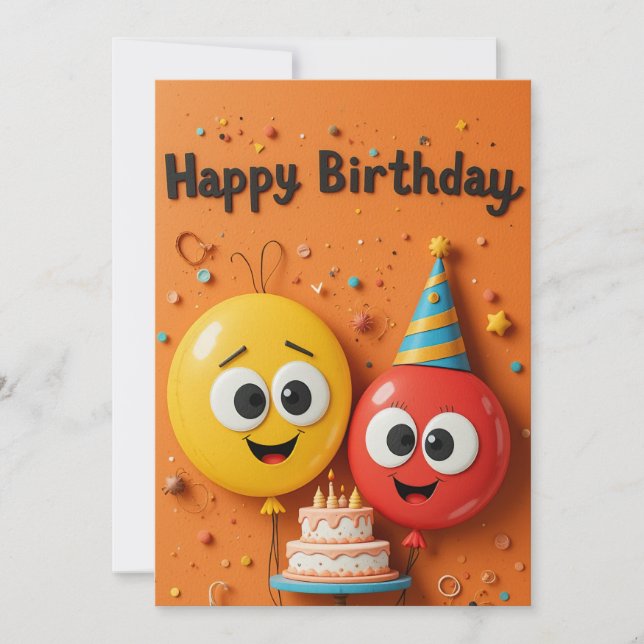 Funny Balloon Birthday Card (Framsida)