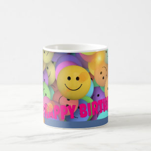 Funny Balloon Smiling Ansikte Grattis på födelseda Kaffemugg
