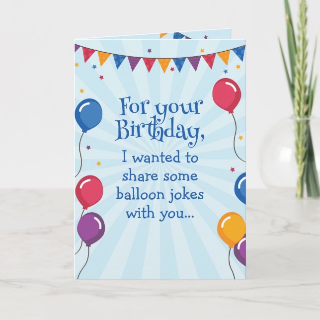 Funny Balloons Joke Humous Birthday Card Kort (Framsida)