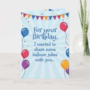 Funny Balloons Joke Humous Birthday Card Kort