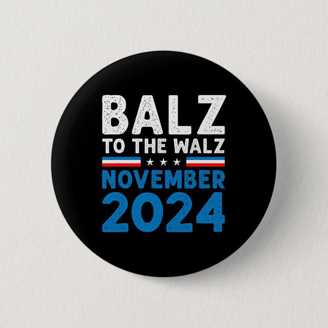 Funny Balz till Walz Kamala Harris Tim Walz 2024 Knapp (Framsida)
