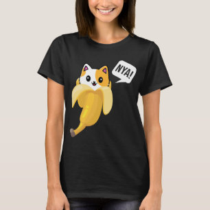 Funny Banana Cat Nya Cute Kitten Banana Fruit T Shirt