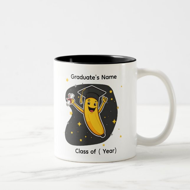Funny Banana Grad Custom Name Två-Tonad Mugg (Höger)