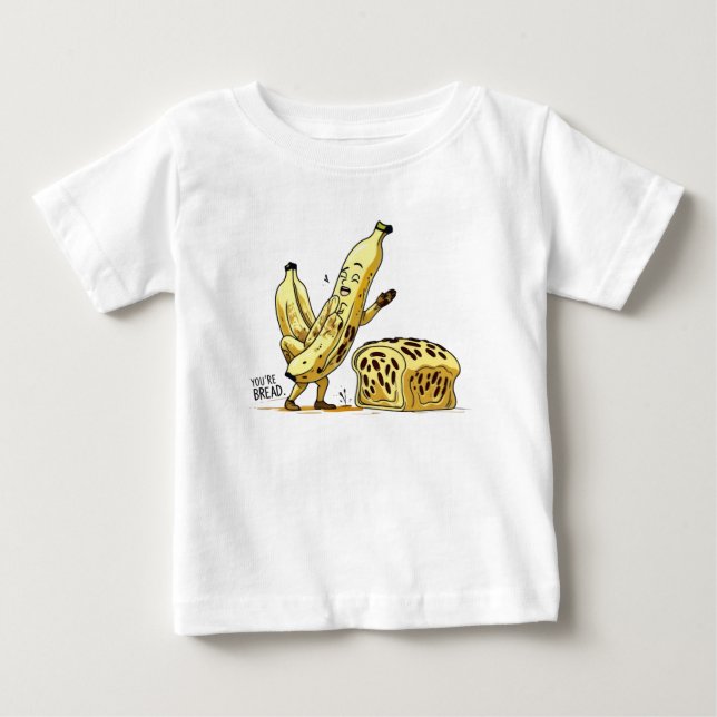 Funny Banana och Bread Tecknad Kids T-Shirt (Framsida)