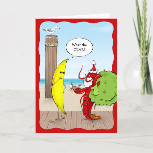 Funny Banana och Santa Klo Lobster Crab Helgkort