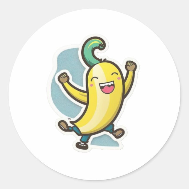 Funny Banana Sticker Runt Klistermärke (Framsida)