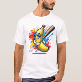 Funny Banana Swinging Baseball Funny Drip Mascot  T Shirt