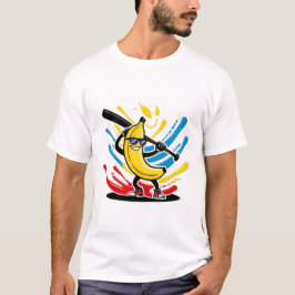 Funny Banana Swinging Baseball Funny Drip Mascot  T Shirt