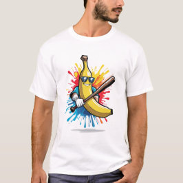 Funny Banana Swinging Baseball Funny Drip Mascot  T Shirt