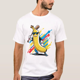 Funny Banana Swinging Baseball Funny Drip Mascot  T Shirt