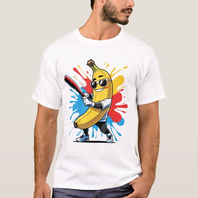 Funny Banana Swinging Baseball Funny Drip Mascot  T Shirt (Framsida)