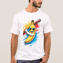 Funny Banana Swinging Baseball Funny Drip Mascot  T Shirt