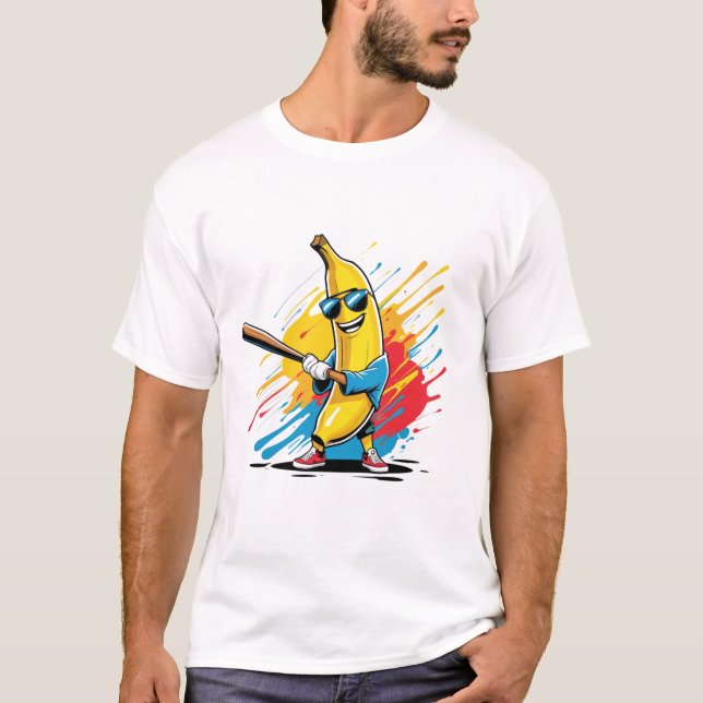 Funny Banana Swinging Baseball Funny Drip T Shirt (Framsida)