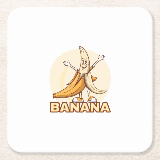 Funny Banana Underlägg Papper Kvadrat (Framsidan)
