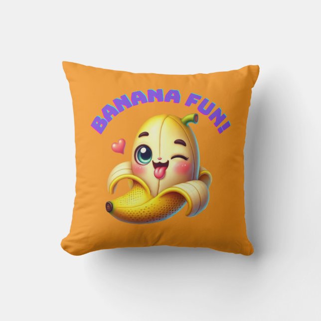 Funny Banana Winking Design för Roligt och Gi-spel Kudde (Framsida)