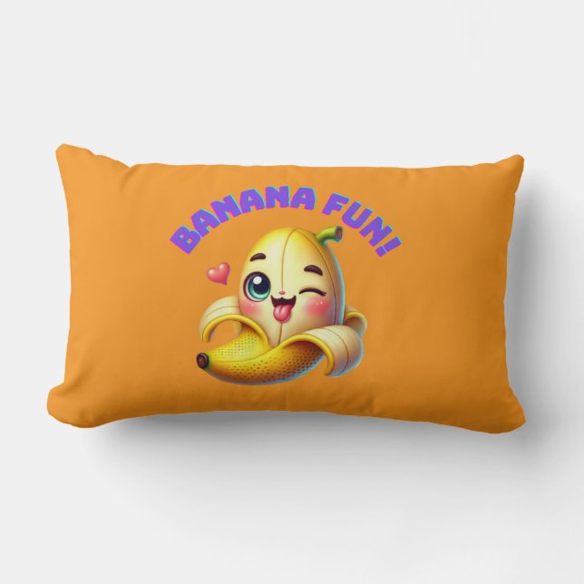 Funny Banana Winking Design för Roligt och Gi-spel Lumbarkudde (Framsida)
