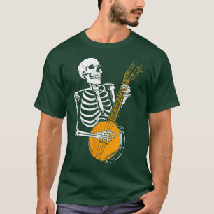 Funny Banjo Älskare Skeleton spelar Banjo Hallowee T Shirt