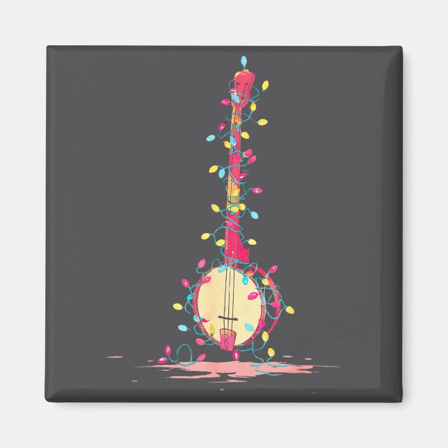 Funny Banjo Christmas Graphics Lights Lover Player Magnet (Framsidan)