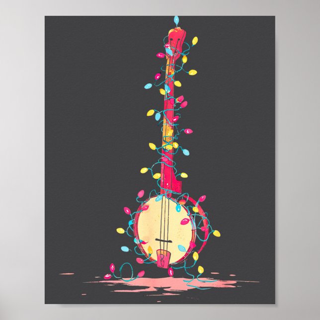 Funny Banjo Christmas Graphics Lights Lover Player Poster (Framsidan)