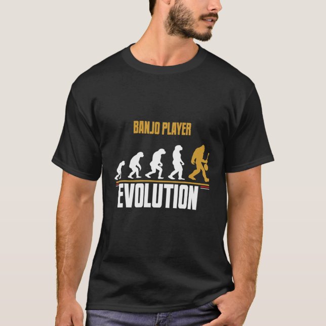Funny Banjo Player Evolution Spelar upp Banjo Bigf T Shirt (Framsida)
