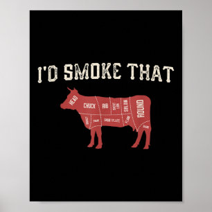 Funny Barbecue Älskare Cow Graphic Women Manar Köt Poster