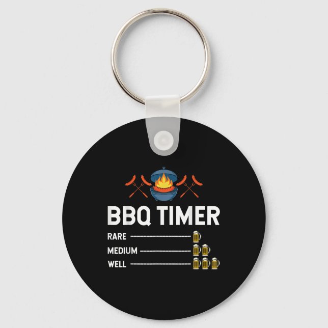 Funny Barbecue Chef Bbq Timer Beer Drinking Party Nyckelring (Framsida)