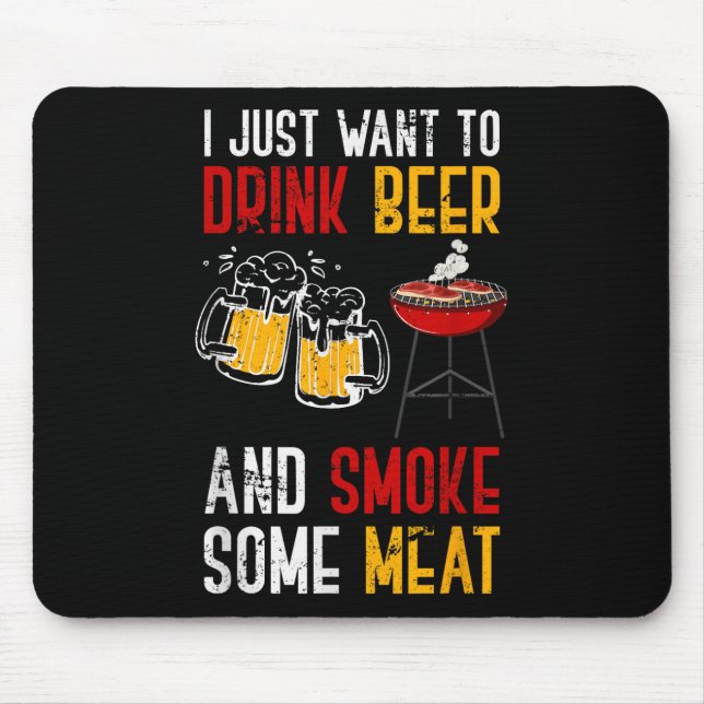 Funny Barbecue Chef Rökt Kött Beer Drinking Gift Musmatta (Framsidan)