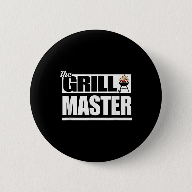 Funny Barbecue Grill Master Bbq Älskare Pub-b-q Gi Knapp (Framsida)