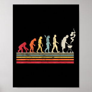 Funny Barbecue Grill Pappa Evolution Man Vintage R Poster