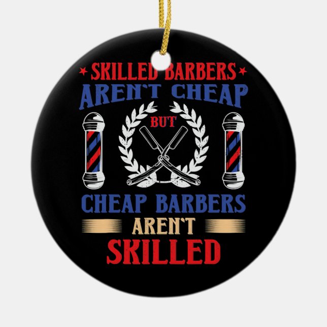 Funny Barber Hair Stylist Hairdresser Proud Julgransprydnad Keramik (Framsidan)