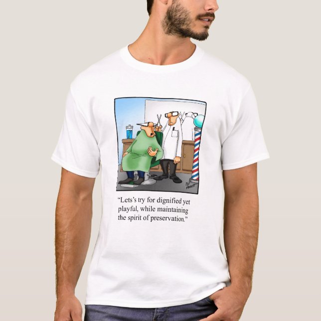 Funny Barber Haircut Tee Shirt (Framsida)