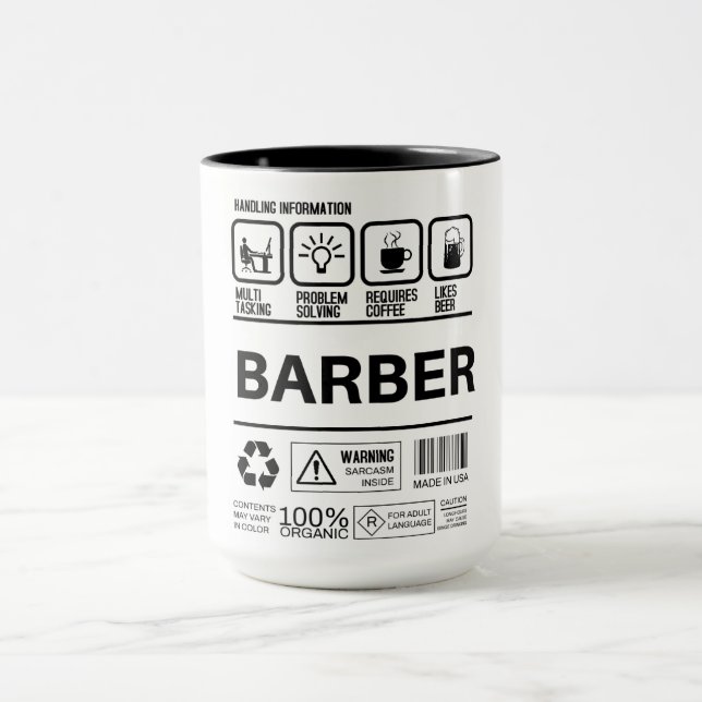 Funny Barber-hanteringsinformation Mugg (Center)