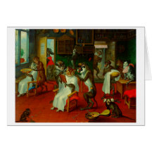 Funny Barber Shop Salon Cats Ape Monkey