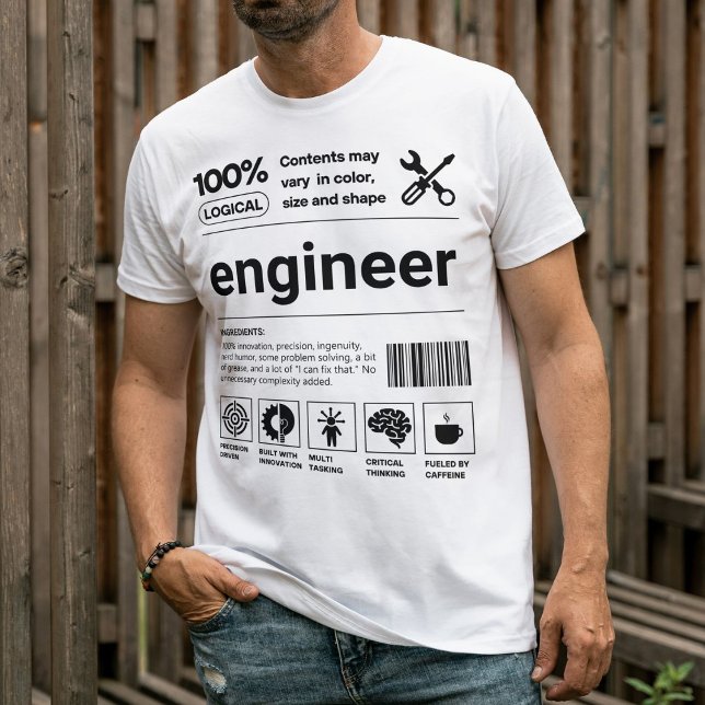 Funny Barcode Modern Ingenjör Gift T Shirt (Skapare uppladdad)