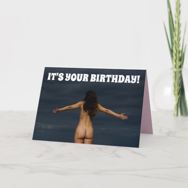 FUNNY BARE BUTT STREAKANDE BIRTHDAY CARD KORT (Framsida)