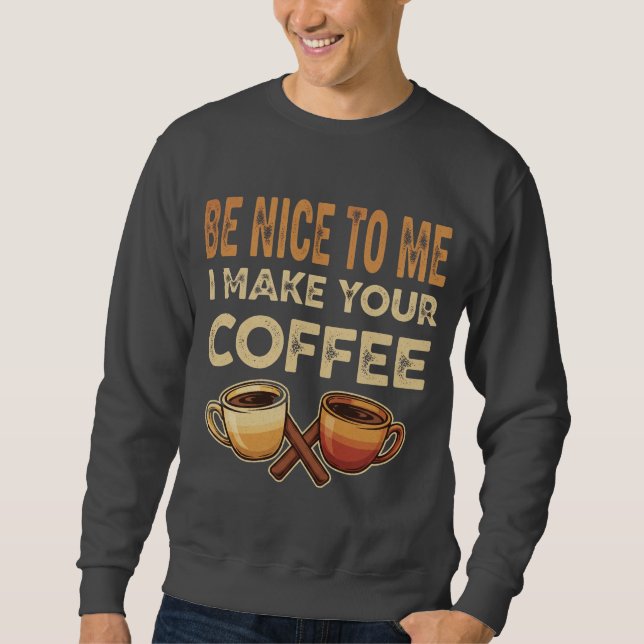 Funny Barista Cafe Älskare Gift Lång Ärmad Tröja (Framsida)