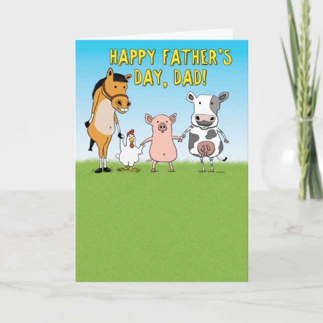 Funny Barn Animals Fars dag Kort (Framsida)