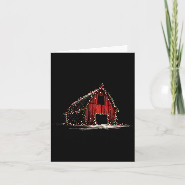 Funny Barn Christmas Graphics Lights Lover Farm Fa Kort (Framsida)
