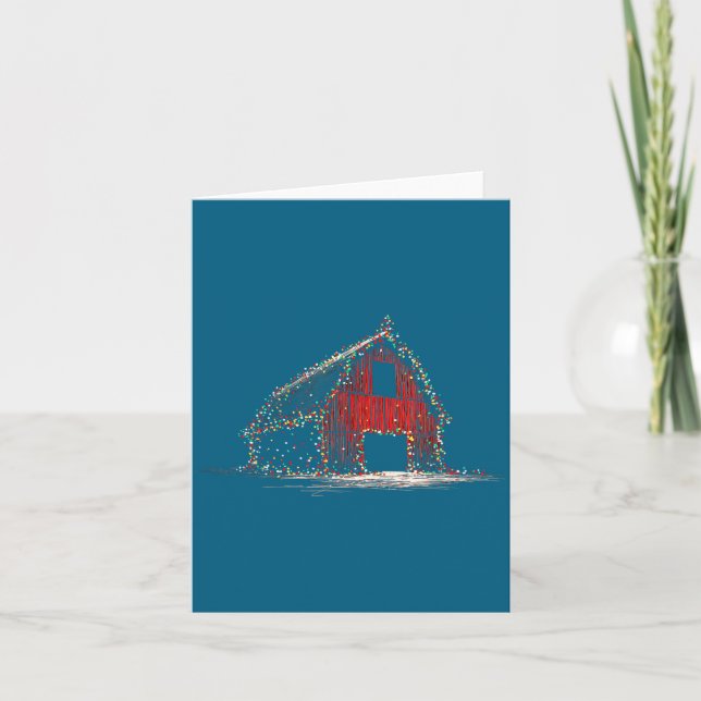 Funny Barn Christmas Graphics Lights Lover Farm Fa Kort (Framsida)